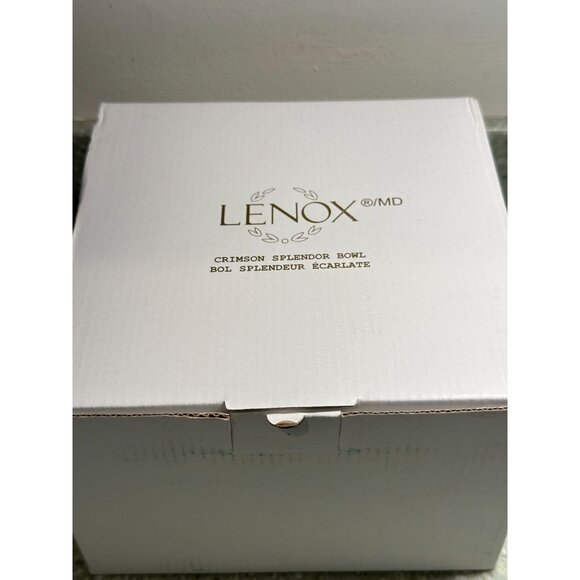 Lenox Crimson Splendor Serving Bowl Burgundy Glass Romania Floral Etched Holiday - Picture 6 of 6